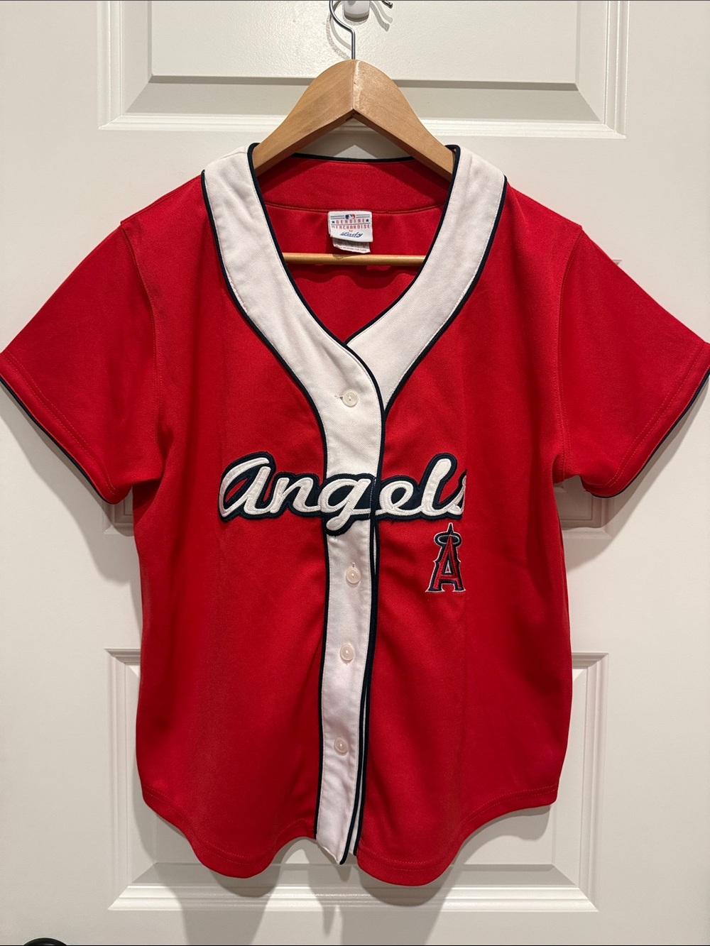 Russell Athletic Red and White Angels Kids Baseball Jersey